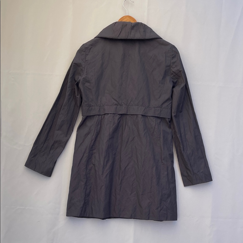 Ann Taylor LOFT‎ Trench Coat size 4, slate grey, cinched waist tie - Picture 6 of 14